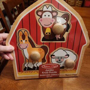 Melissa & Doug - Barnyard Animals Jumbo Knob Puzzle 3 piece